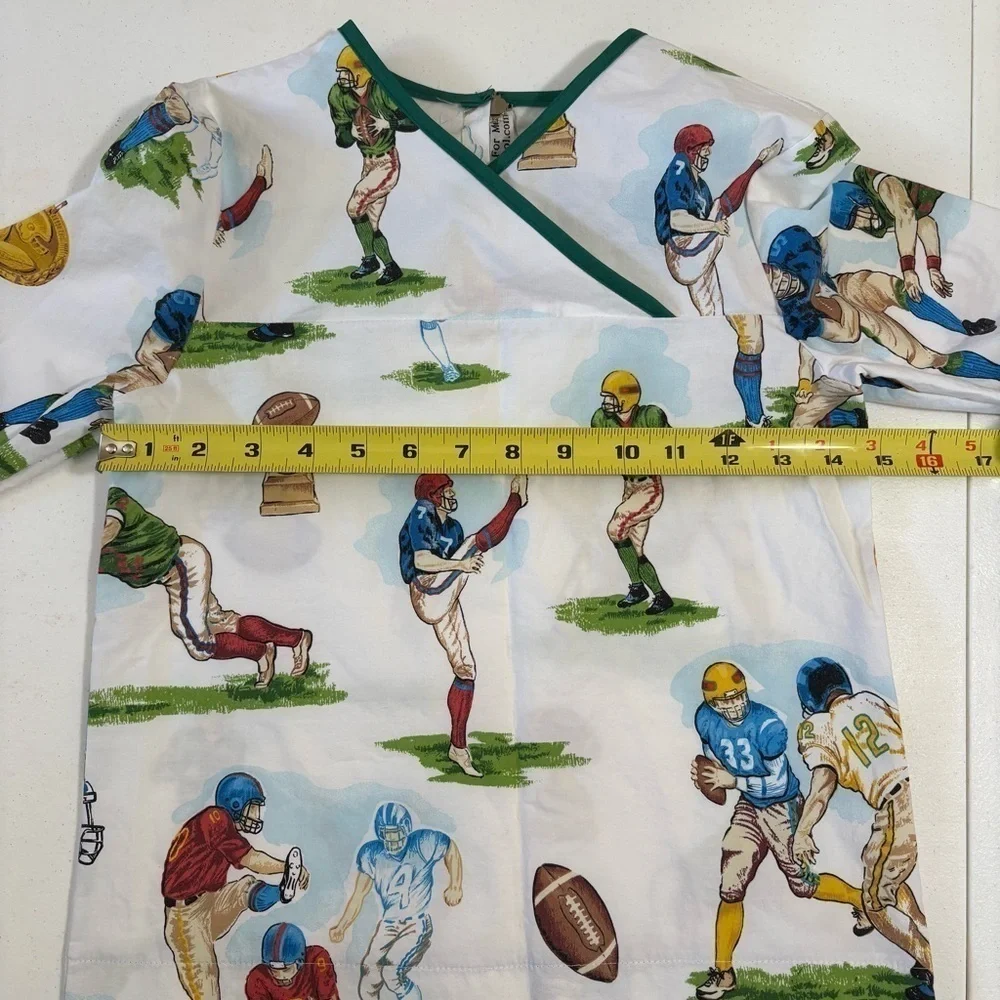 Vintage Boys Pajama Set Handmade Football Print size 7